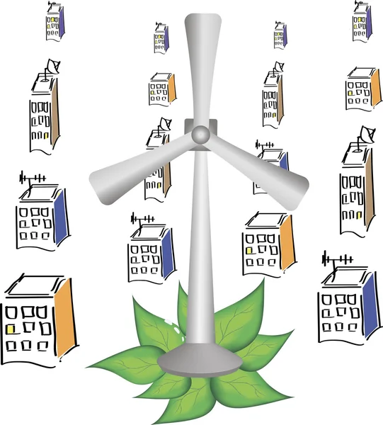 Установить различные ветряные турбины изолированы на белом фоне — стоковый вектор