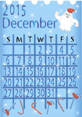 yaprak takvim 2015 için. Aralık. vektör