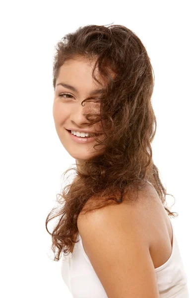 Chica con el pelo rizado — Foto de Stock