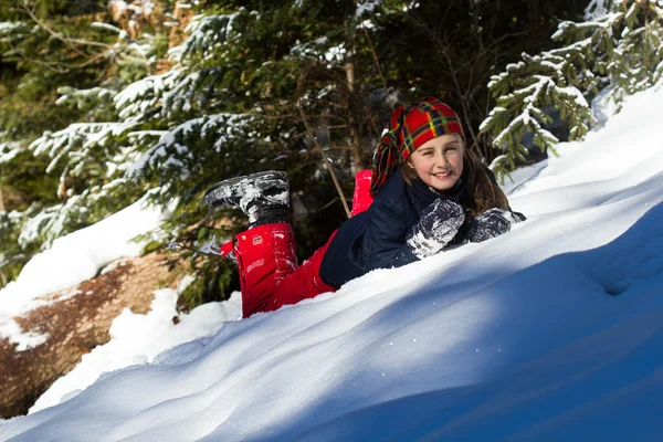 Petite Fille Amuser Jour Hiver — Photo