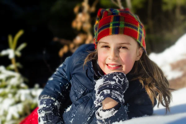 Meisje Heeft Plezier Winterdag — Stockfoto