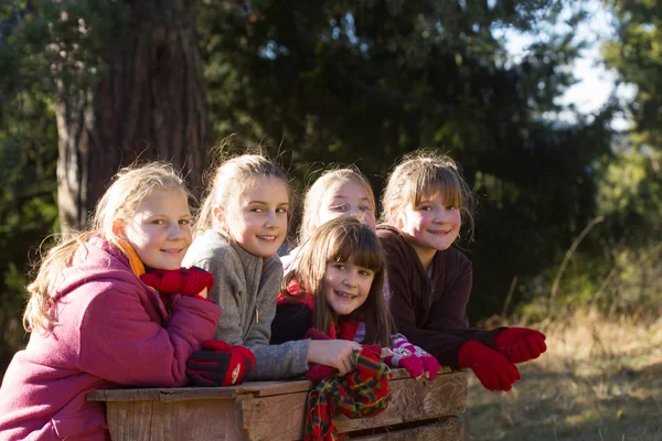 Gruppo Bambini Sullo Sfondo Della Natura — Foto Stock