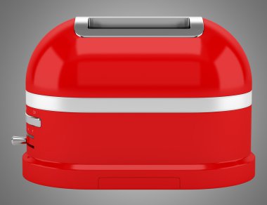 gri arka plan üzerinde izole kırmızı ekmek kızartma makinesi