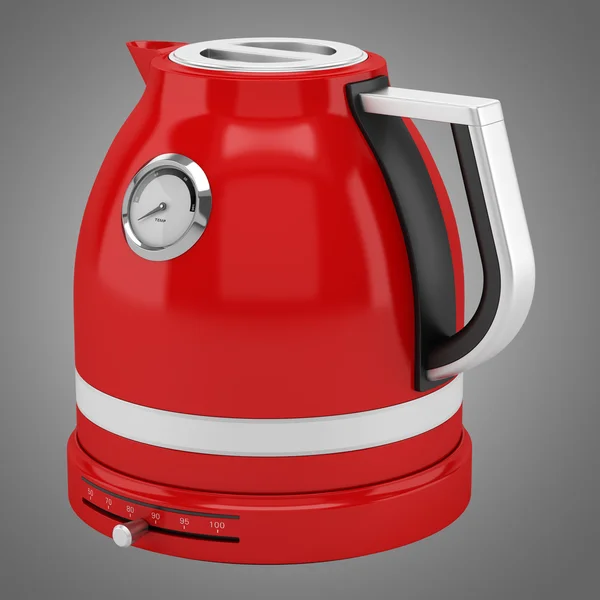 Red electric kettle isolated on gray background — Stock Photo, Image