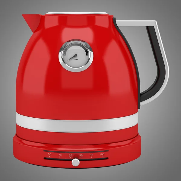red electric kettle isolated on gray background