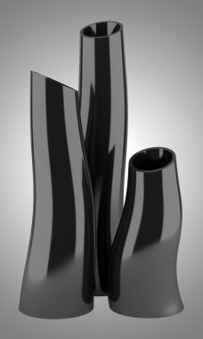 gri arka plan üzerinde izole üç Seramik vazolar
