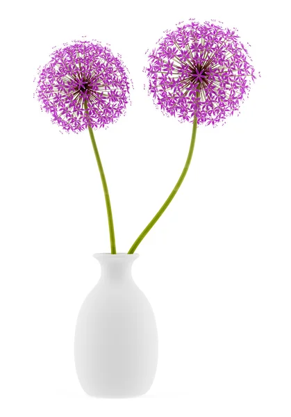 Фіолетові квіти у вазі ізольовані на білому тлі. 3d невропа — стокове фото