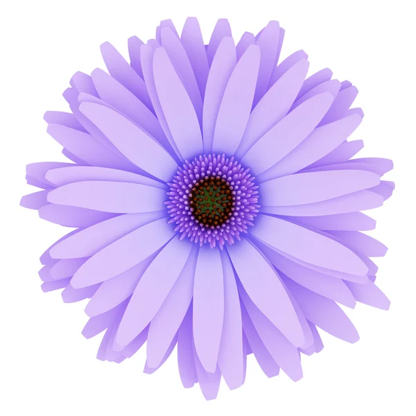 Вид зверху фіолетової квітки ізольовано на білому тлі. 3d неприємний — стокове фото