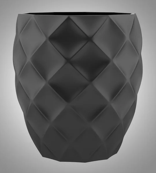 Czarny ceramiczny wazon na białym tle na szarym tle — Zdjęcie stockowe