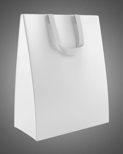 Single blank shopping bag isolated on gray background. 3d illust — Stock Photo, Image