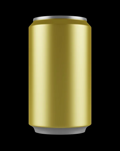 Lata de cerveja amarela isolada no fundo preto — Fotografia de Stock