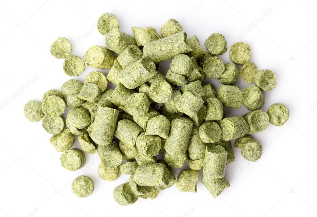hops pellets isolated on white background 