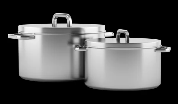 Two cooking pans isolated on black background — Stock Photo, Image