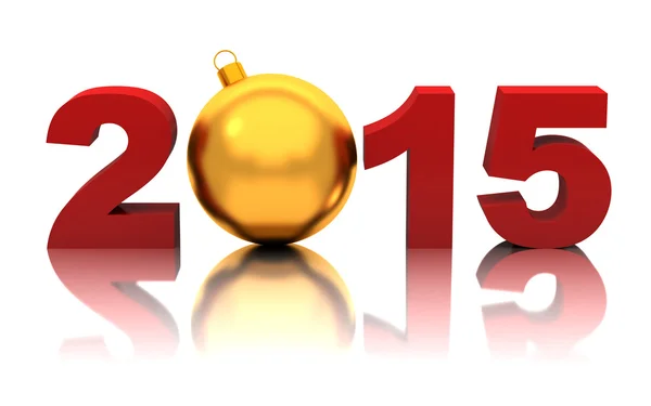 Новый 2015 год с золотым рождественским балом, изолированным на белом — стоковое фото