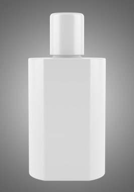 gri arka plan üzerinde izole boş şampuan şişesi