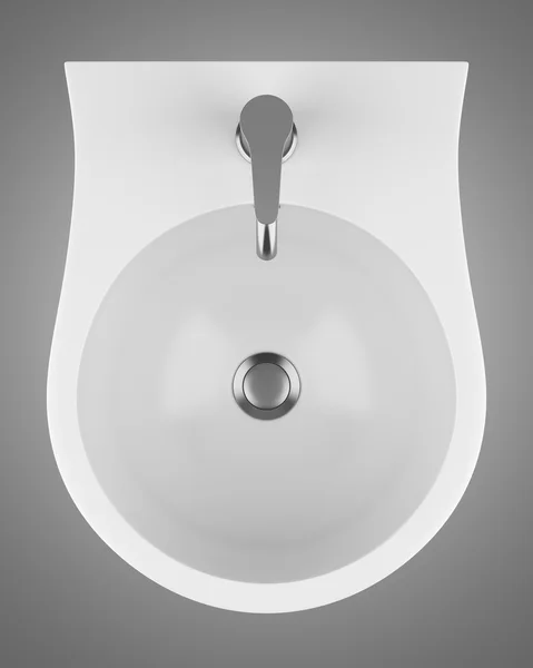 Top view of ceramic bidet isolated on gray background — Stock Photo, Image