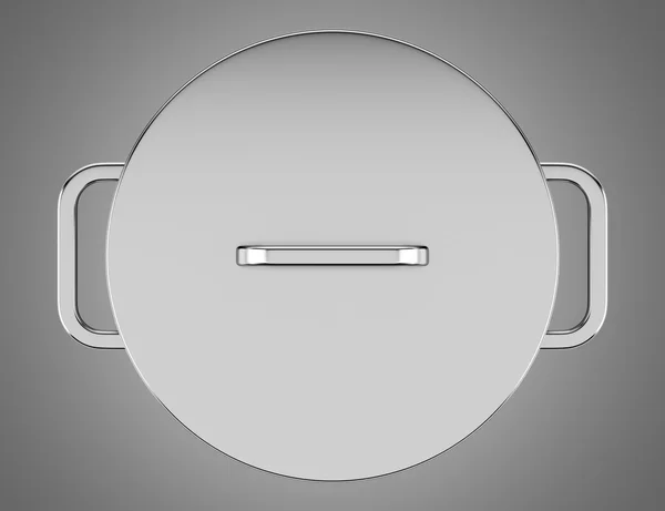 灰色の背景上に分離されて鍋の調理のトップ ビュー — ストック写真