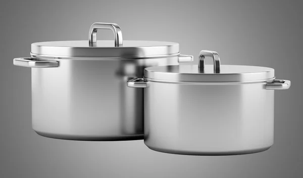 Two cooking pans isolated on gray background — Stock Photo, Image