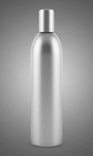 Gray blank shampoo bottle isolated on gray background — Stock Photo, Image