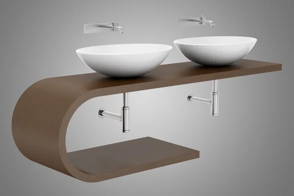 Moderne badkamer wastafel geïsoleerd op grijze achtergrond — Stockfoto