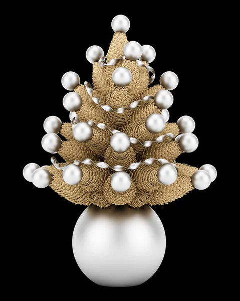 Decoratie van de boom van het Kerstmis-kegel geïsoleerd op zwarte achtergrond — Stockfoto