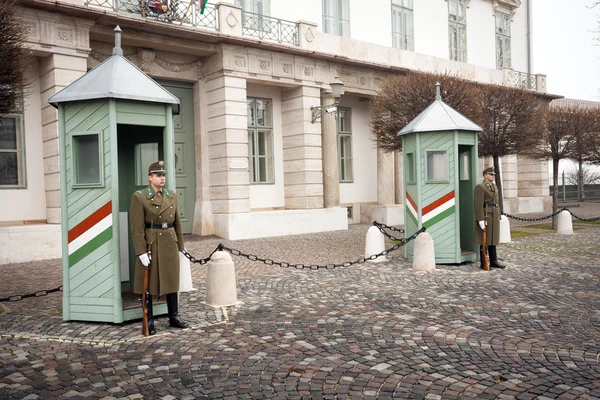 Budapešť, Maďarsko - 28. prosince: Slavnostní stráže na Preside Stock Snímky