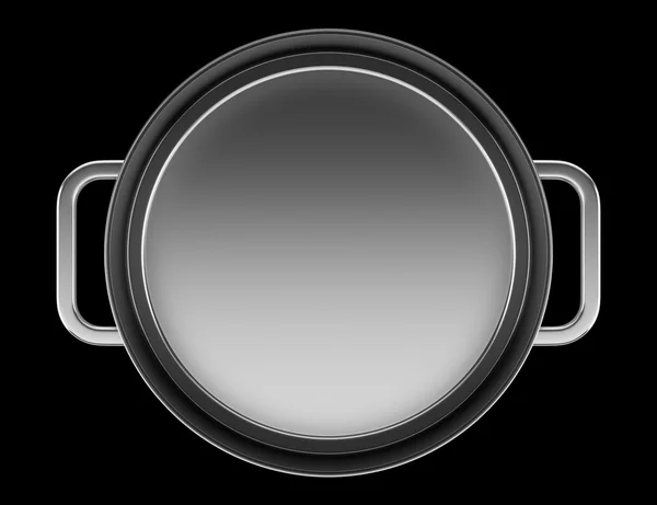 Ovansida av matlagning pan isolerad på svart bakgrund — Stockfoto