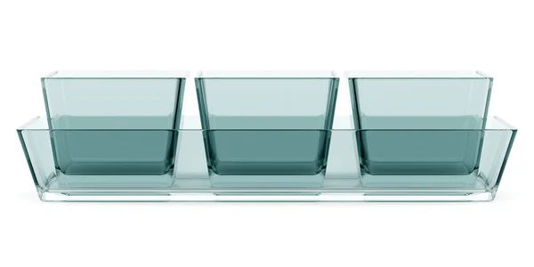 Platos de vidrio para hornear aislados sobre fondo blanco — Foto de Stock