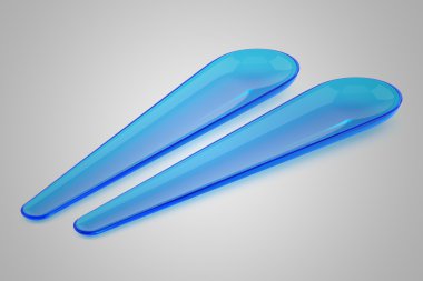 gri arka plan üzerinde izole iki salata kaşığı