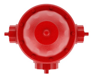 Beyaz arka plan üzerinde izole kırmızı musluğu Üstten Görünüm
