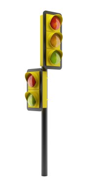 Beyaz arkaplanda trafik ışığı izole edildi