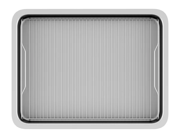 Top view of metallic baking dish isolated on white background — Stock Photo, Image