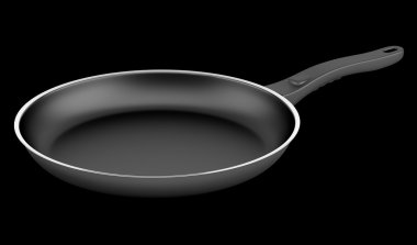 Fritöz pan izole üzerinde siyah arka plan