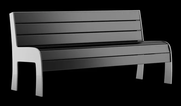 Černá pouliční lavice izolovaná na černém pozadí — Stock fotografie