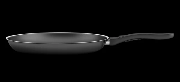 Сковородка фритюрница изолирована на черном фоне — стоковое фото