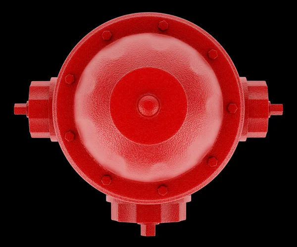 Widok z góry o czerwony hydrantowe na białym tle na czarnym tle — Zdjęcie stockowe