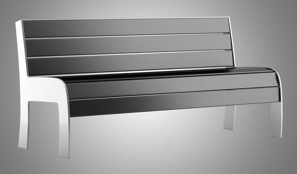 Black street bench isolated on gray background — Stock Photo, Image