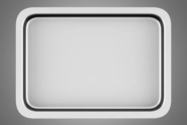 금속 베이킹 접시 회색 배경에 고립의 상위 뷰 — 스톡 사진