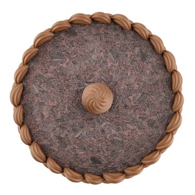 yuvarlak çikolatalı kek krem izole üzerinde beyaz ba ile Üstten Görünüm