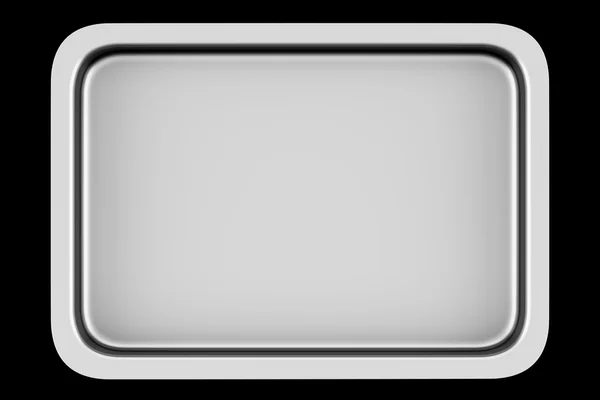 グラタン皿の黒の背景に分離された金属のトップ ビュー — ストック写真