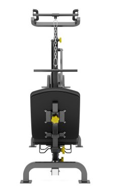 Beyaz arka plan üzerinde izole kolu spor salonu makine