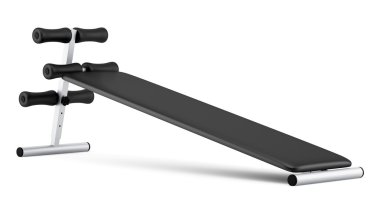 Beyaz arka plan üzerinde izole karın spor salonu tezgah