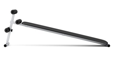 Beyaz arka plan üzerinde izole karın spor salonu tezgah