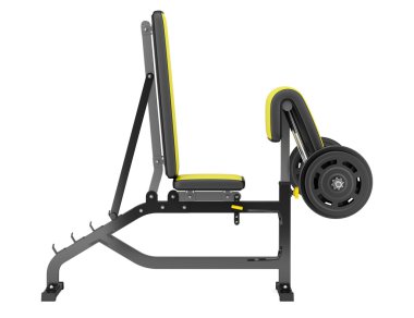 Spor kol curl tezgah üzerinde beyaz arka plan izole barbell ile