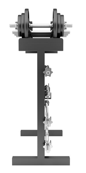весовая стойка спортзала на белом фоне