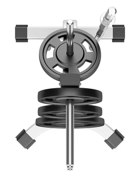 Vista superior do rack de peso ginásio isolado no fundo branco — Fotografia de Stock