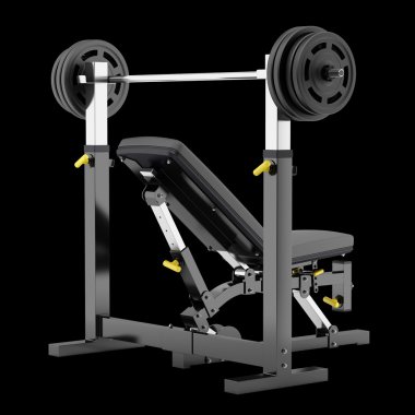 spor salonu ayarlanabilir ağırlık tezgah üzerinde siyah backg izole barbell ile