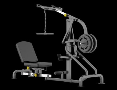 siyah arka plan üzerine izole kolu spor salonu makine