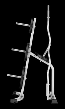 siyah arka plan üzerine izole jimnastik salonu ağırlık raf