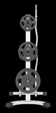 siyah arka plan üzerine izole jimnastik salonu ağırlık raf